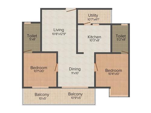 Parth Gardenia (2BHK+2T (1,220 sq ft) 1220 sq ft)