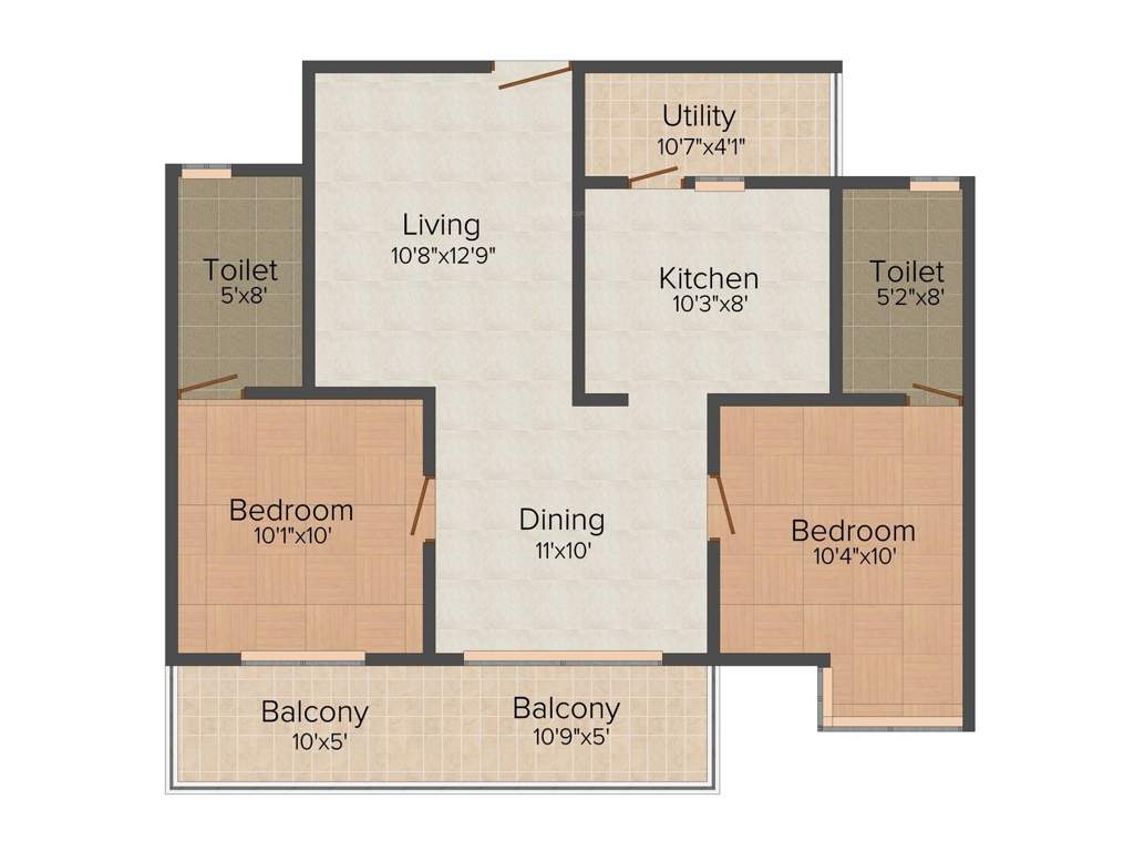 Parth Gardenia (2BHK+2T (1,220 sq ft) 1220 sq ft)