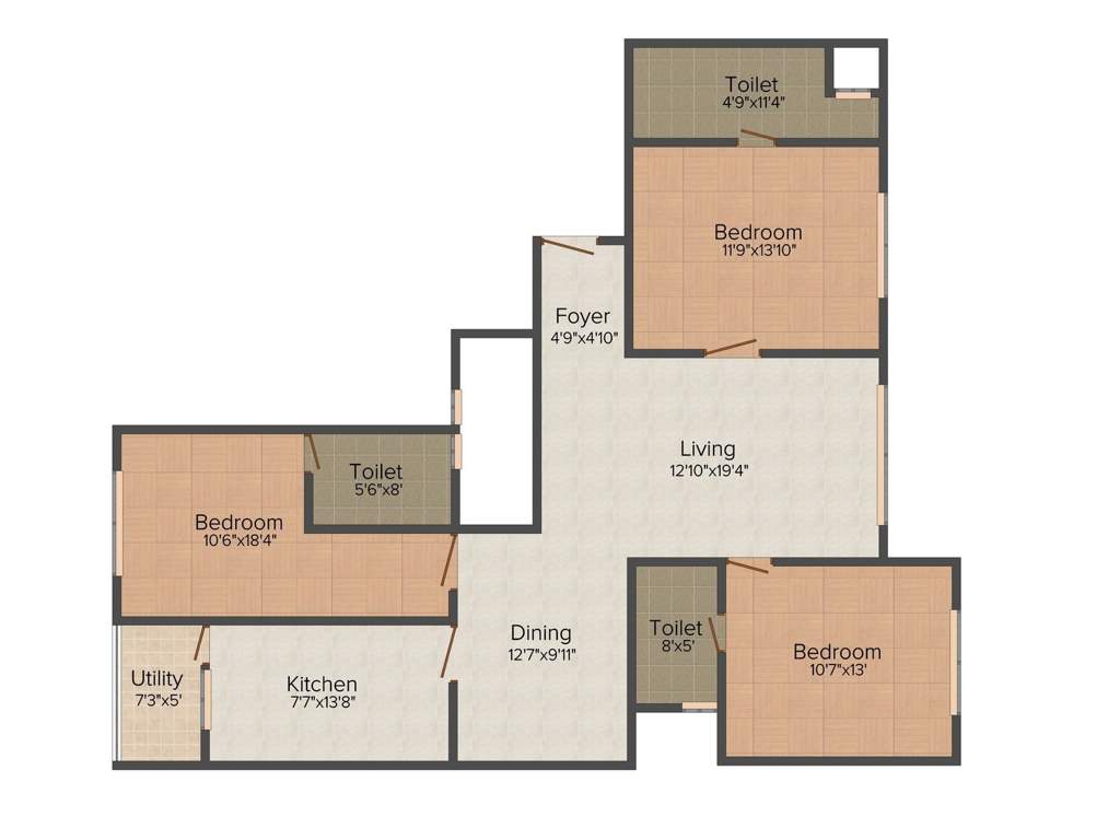 Parth Gardenia (3BHK+3T (1,700 sq ft) 1700 sq ft)