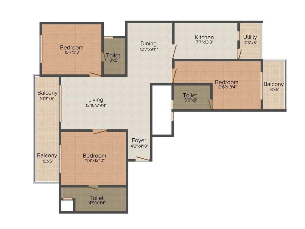 Parth Gardenia (3BHK+3T (1,950 sq ft) 1950 sq ft)