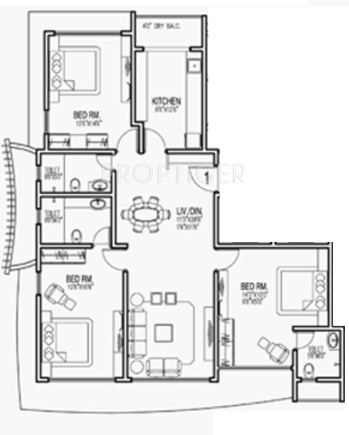 Floor Plan (3BHK+3T) Trisons Builders Lewis Villa Floor Plan (3BHK+3T)