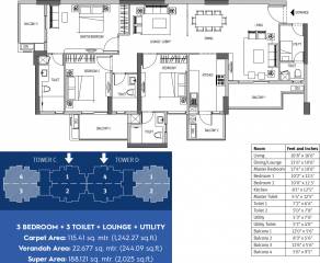 Emaar Palm Heights (3BHK+3T (2,025 sq ft) 2025 sq ft)