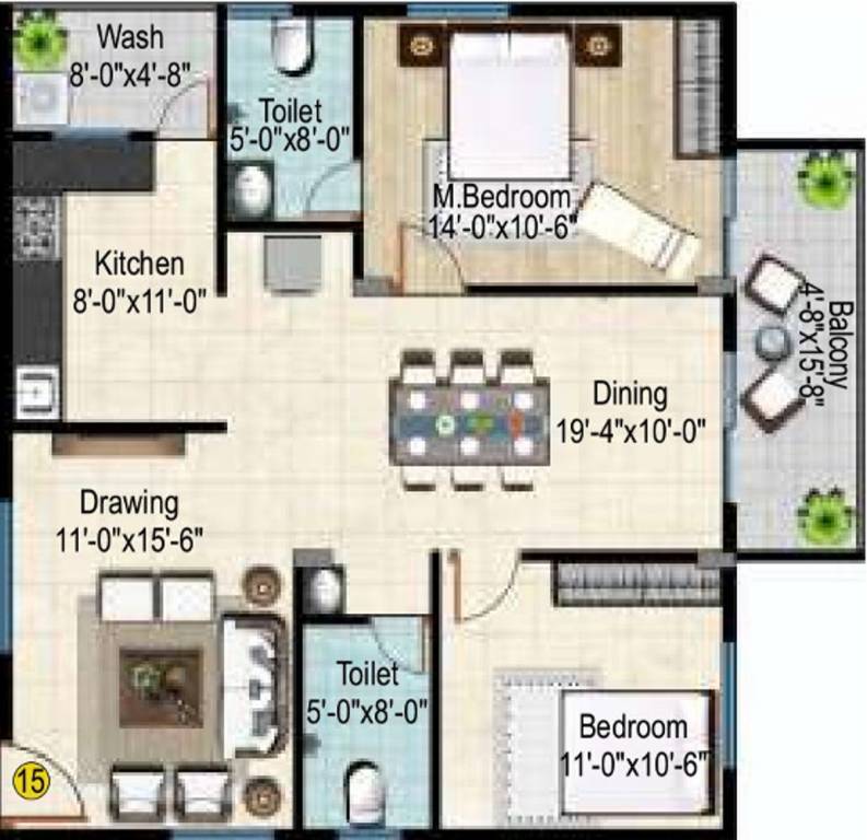 Garuda Vista (2BHK+2T (1,304 sq ft) 1304 sq ft)