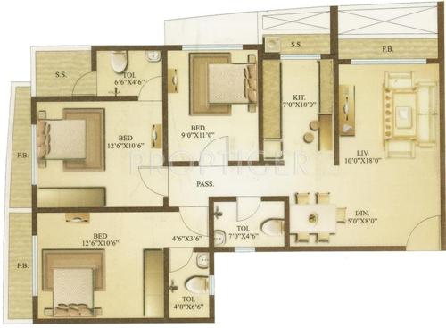 Unique Poonam Estate (3BHK+3T (1,385 sq ft) 1385 sq ft)