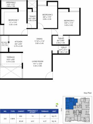 Gokhale Krishnanayan (3BHK+3T (890.07 sq ft) 890.07 sq ft)