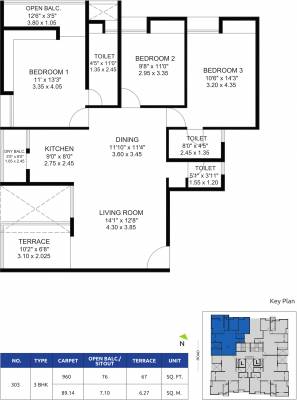 Gokhale Krishnanayan (3BHK+3T (959.49 sq ft) 959.49 sq ft)