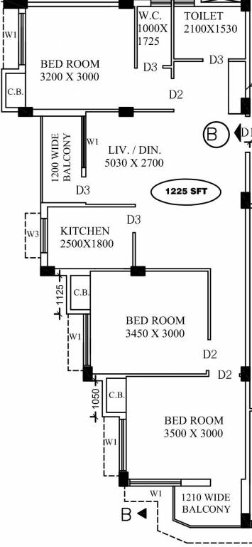 Sheltercon Manabendra Enclave (3BHK+2T (1,225 sq ft) 1225 sq ft)
