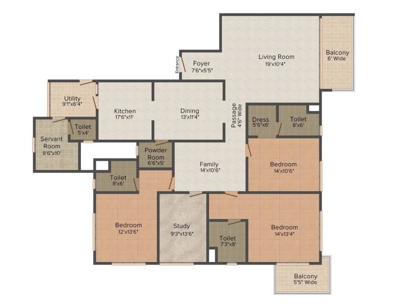 Mantri Blossom (3BHK+3T (3,120 sq ft) + Study Room 3120 sq ft)