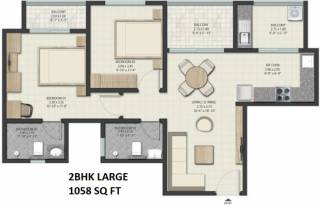 Sobha Dream Gardens (2BHK+2T (1,058 sq ft) 1058 sq ft)