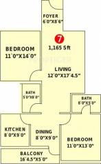 Laa Capitol (2BHK+2T (1,165 sq ft) 1165 sq ft)