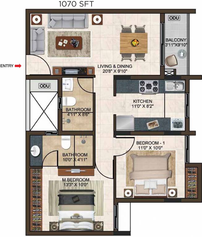 Casagrand Lorenza (2BHK+2T (1,070 sq ft) 1070 sq ft) Casagrand Lorenza (2BHK+2T (1,070 sq ft) 1070 sq ft)