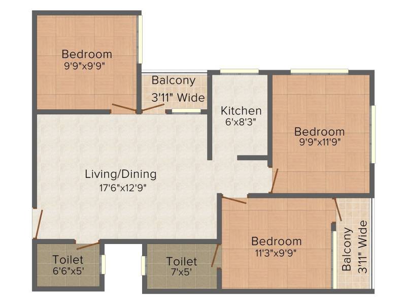 Goldwin Ganpati Umang (3BHK+2T (1,135 sq ft) 1135 sq ft)