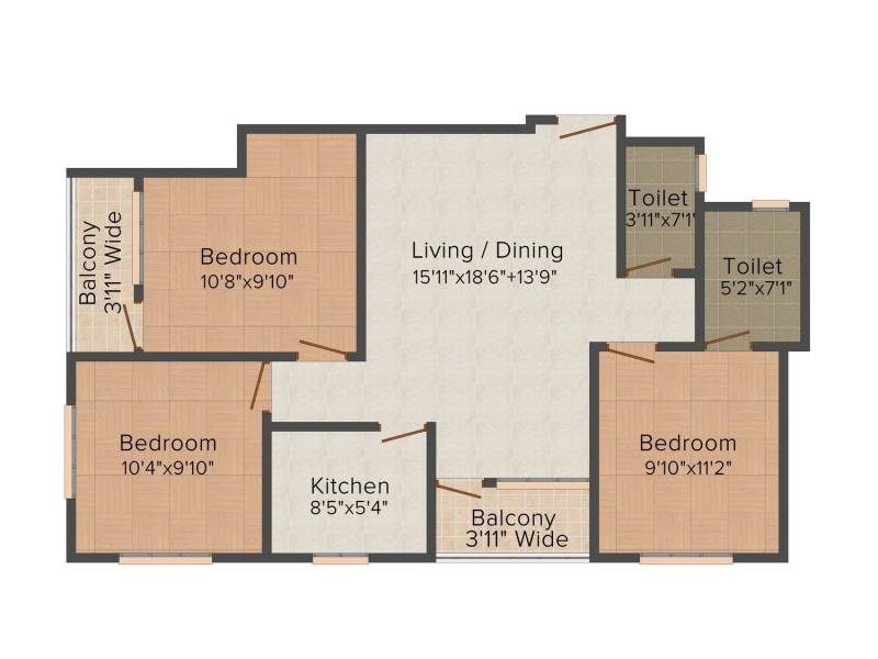 Goldwin Ganpati Umang (3BHK+2T (1,180 sq ft) 1180 sq ft)
