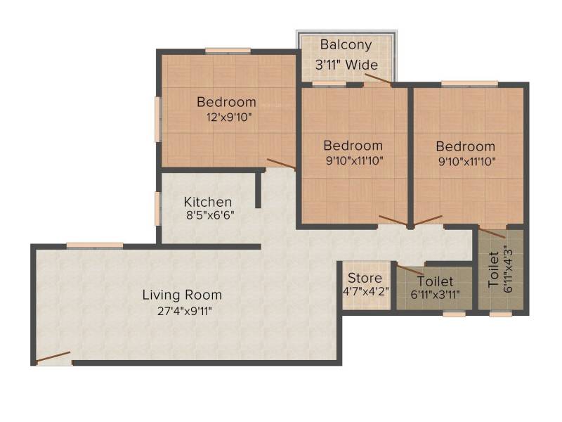 Goldwin Ganpati Umang (3BHK+2T (1,259 sq ft) 1259 sq ft)