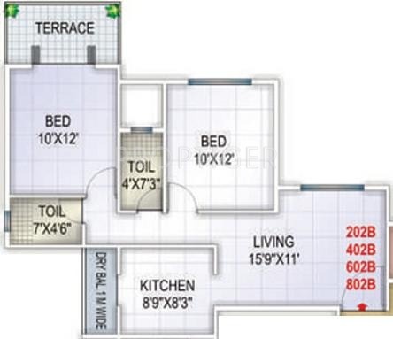 Karda Hari Krishna (2BHK+2T (950 sq ft) 950 sq ft) Karda Hari Krishna (2BHK+2T (950 sq ft) 950 sq ft)