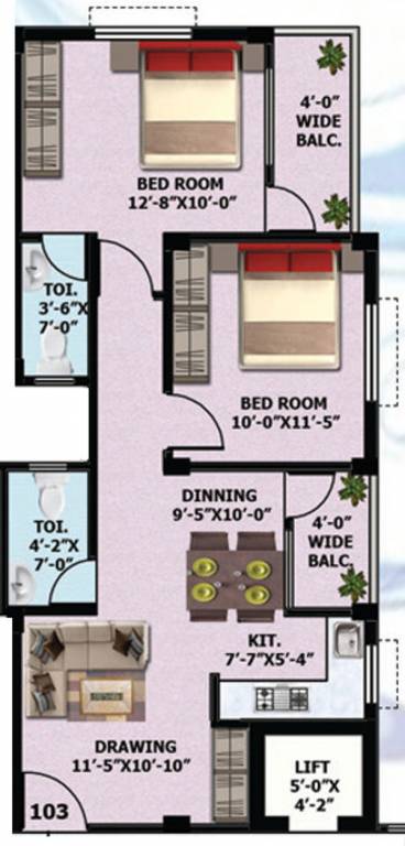 SK Royal View (2BHK+2T (866 sq ft) 866 sq ft)