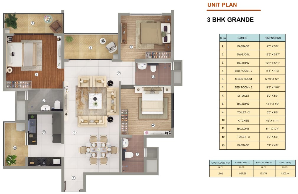 Shapoorji Pallonji JoyVille (3BHK+3T (1,692 sq ft) 1692 sq ft)