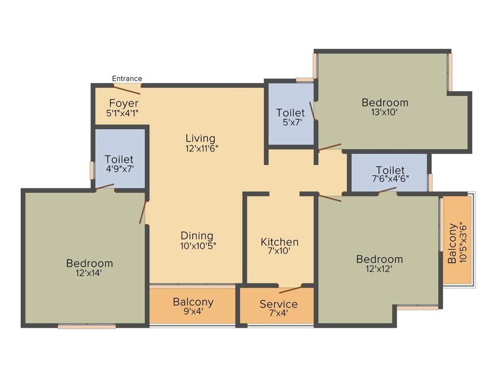 Prince Highlands (3BHK+3T (1545 sq ft) 1545 sq ft)