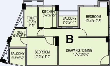 Srijan Eternis (2BHK+2T (864 sq ft) 864 sq ft)