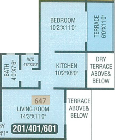 Nahar Yash Ganga Residency (1BHK+1T (647 sq ft) 647 sq ft)