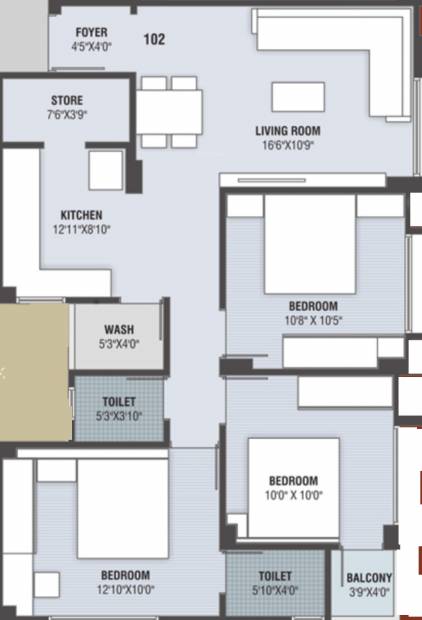 G B Nilesh Apartment (3BHK+2T (811.92 sq ft) 811.92 sq ft)