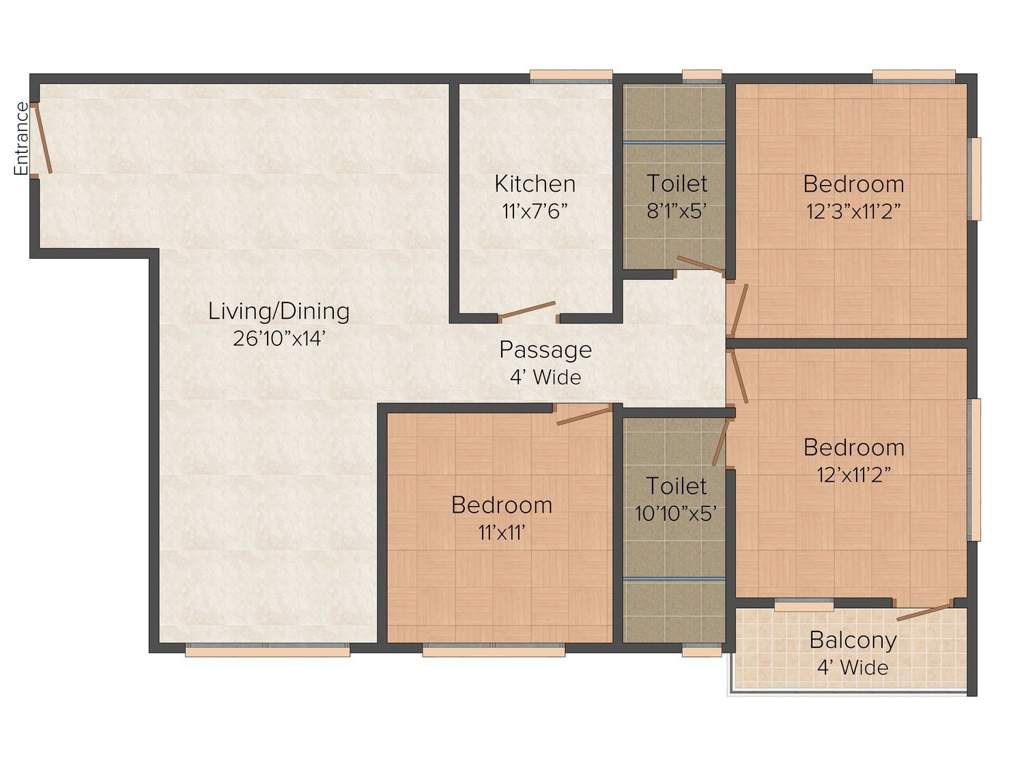 Forum Pravesh (3BHK+1T (1561 sq ft) 1561 sq ft)