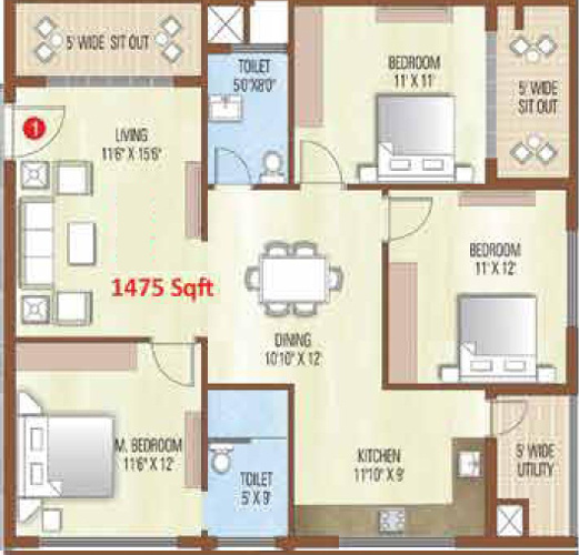 SMD Altezz (3BHK+3T (1,475 sq ft) 1475 sq ft)