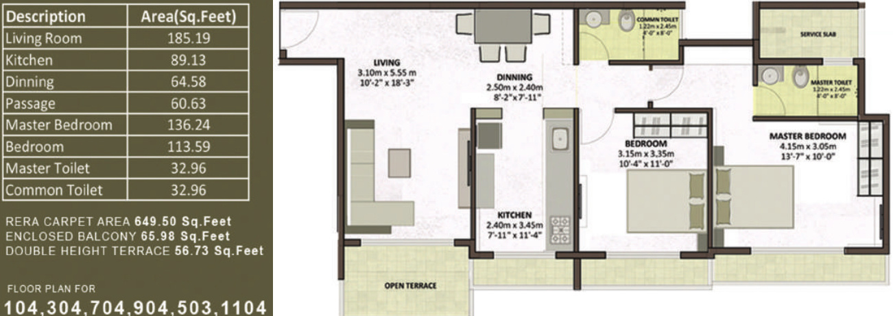 Pacific Flora (2BHK+2T (649.50 sq ft) 649.5 sq ft)
