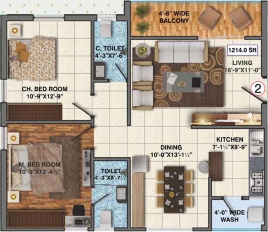 Sree Surya Y3 (2BHK+2T (1,214 sq ft) 1214 sq ft) Sree Surya Y3 (2BHK+2T (1,214 sq ft) 1214 sq ft)