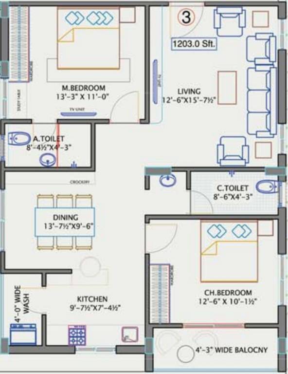 Sree Surya Y3 (2BHK+2T (1,172 sq ft) 1172 sq ft) Sree Surya Y3 (2BHK+2T (1,172 sq ft) 1172 sq ft)