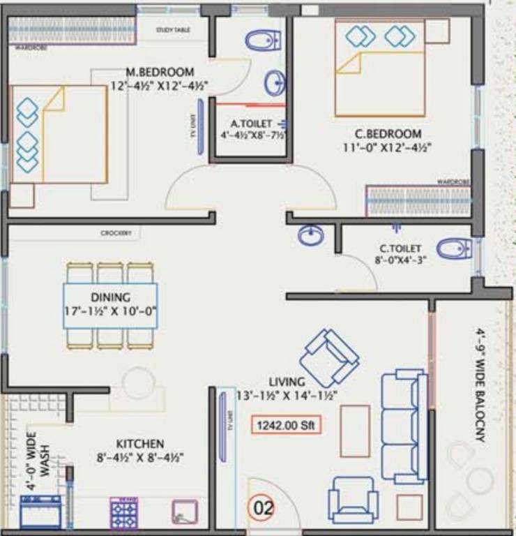 Sree Surya Y3 (2BHK+2T (1,242 sq ft) 1242 sq ft) Sree Surya Y3 (2BHK+2T (1,242 sq ft) 1242 sq ft)