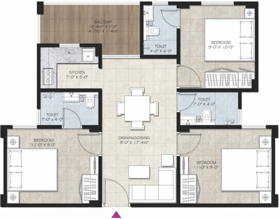 Unique Garden City (3BHK+3T (568.01 sq ft) 568.01 sq ft)