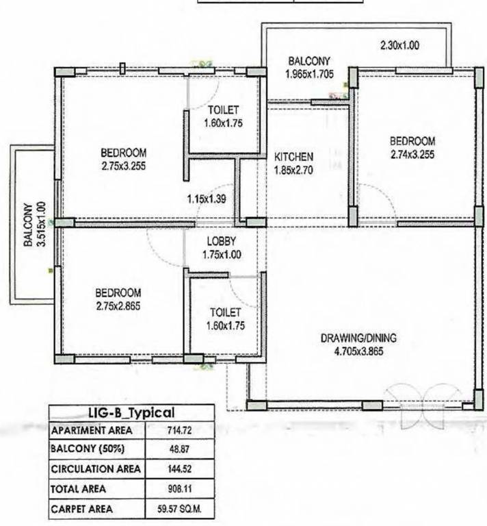 Namoh Palash (3BHK+2T (641.21 sq ft) 641.21 sq ft)