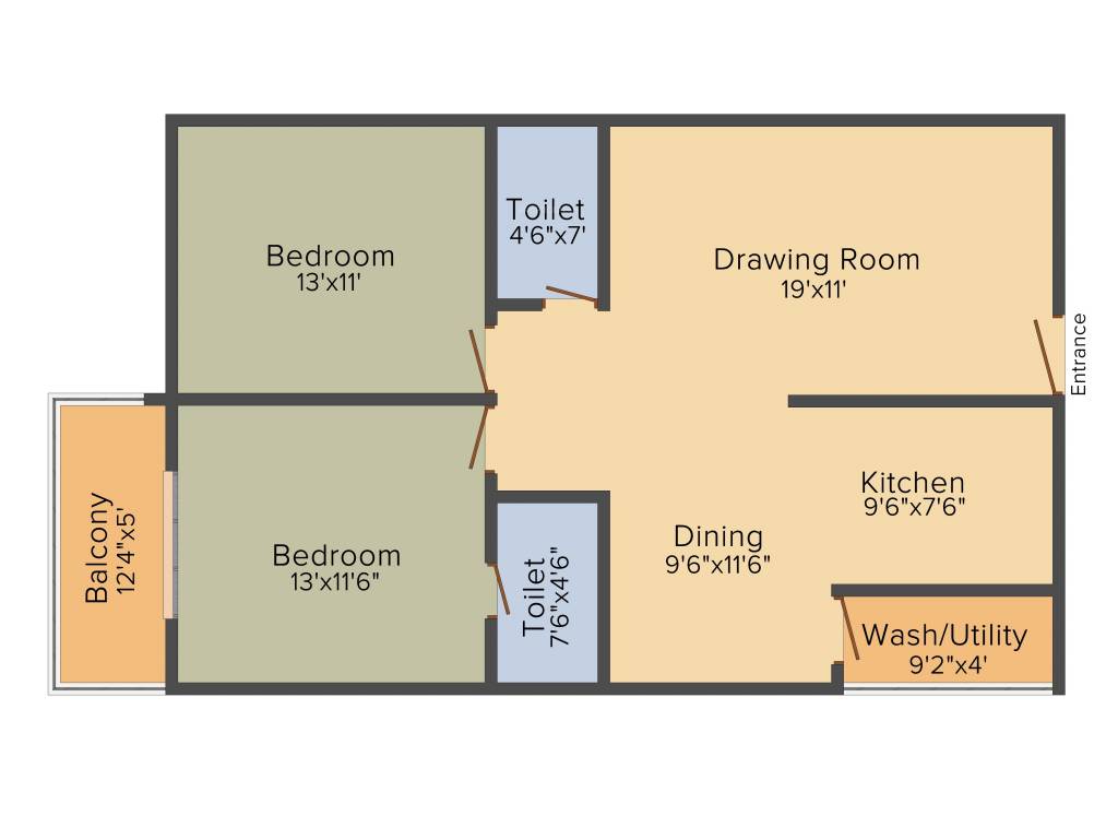 Hi Life Greens (2BHK+2T (1,215 sq ft) 1215 sq ft)