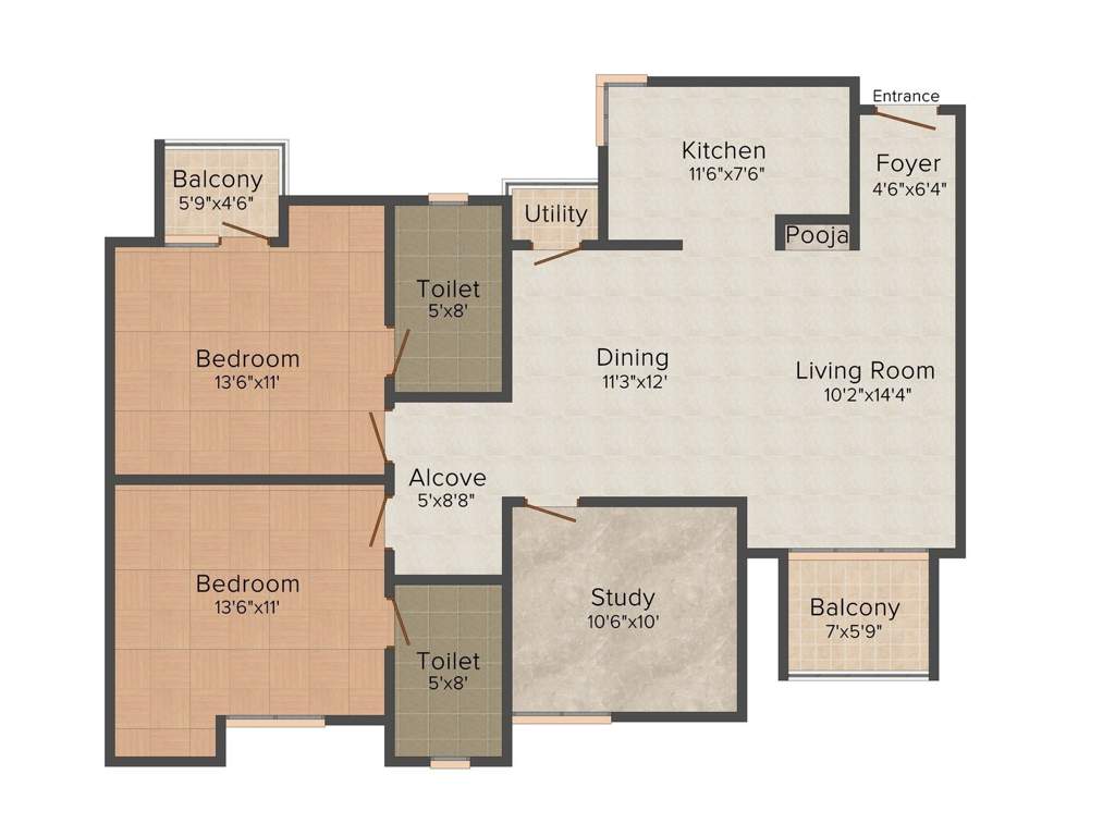 Appaswamy Greensville (2BHK+2T (1508 sq ft) 1508 sq ft)