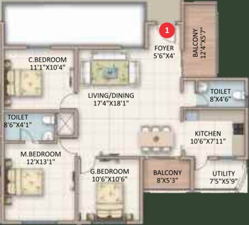 ASN Serenity (3BHK+2T (1,365 sq ft) 1365 sq ft) ASN Serenity (3BHK+2T (1,365 sq ft) 1365 sq ft)