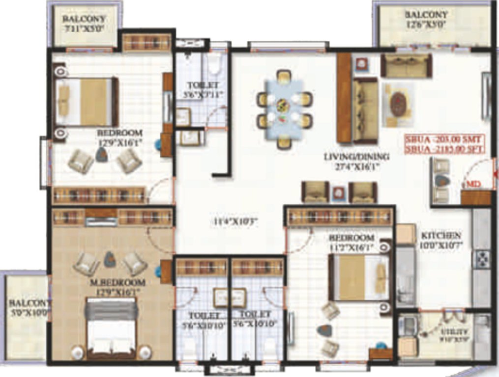 Sai Platinum Gardenia (3BHK+3T (2,185 sq ft) 2185 sq ft)