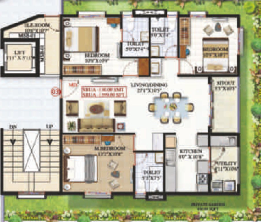 Sai Platinum Gardenia (3BHK+3T (1,399 sq ft) 1399 sq ft)