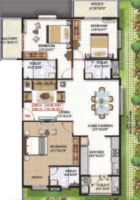 Sai Platinum Gardenia (3BHK+3T (1,701 sq ft) 1701 sq ft)