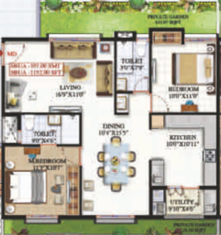 Sai Platinum Gardenia (2BHK+2T (1,152 sq ft) 1152 sq ft)