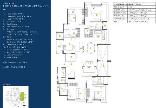 Shapoorji Pallonji ParkWest Mahogany Tower 7 (4BHK+4T (2,865 sq ft) + Servant Room 2865 sq ft)