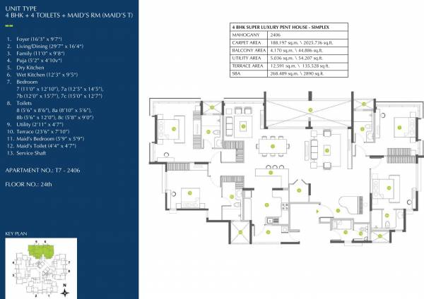 Shapoorji Pallonji ParkWest Mahogany Tower 7 (4BHK+4T (2,890 sq ft) + Servant Room 2890 sq ft)