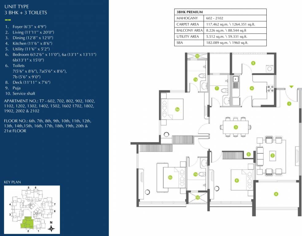 Shapoorji Pallonji ParkWest Mahogany Tower 7 (3BHK+3T (1,960 sq ft) + Pooja Room 1960 sq ft)