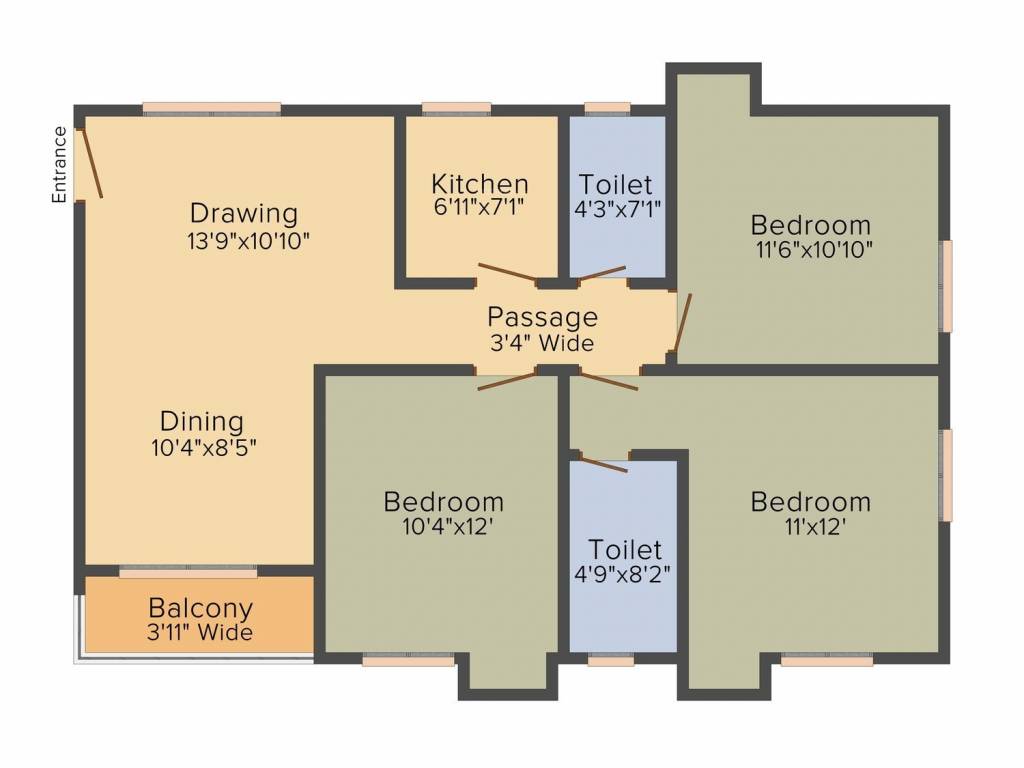 BCT Sonar Sansar (3BHK+3T (1,308 sq ft) 1308 sq ft)