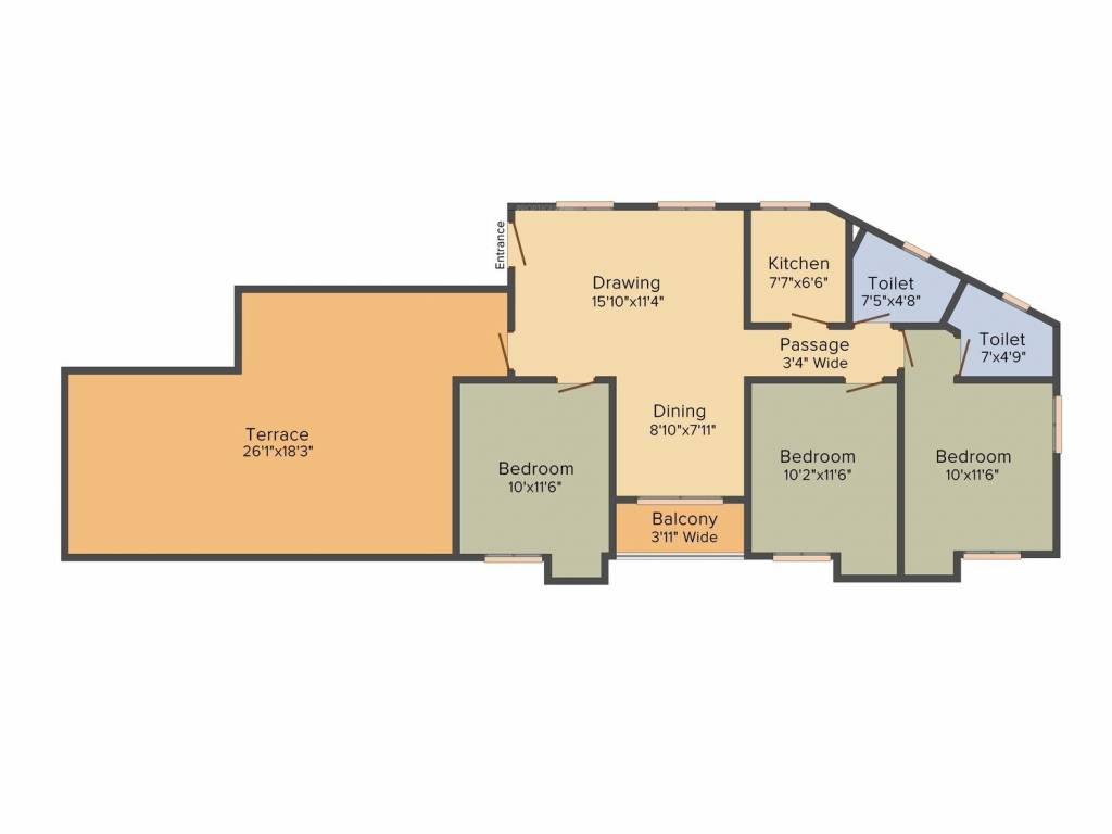 BCT Sonar Sansar (3BHK+3T (1,477 sq ft) 1477 sq ft)