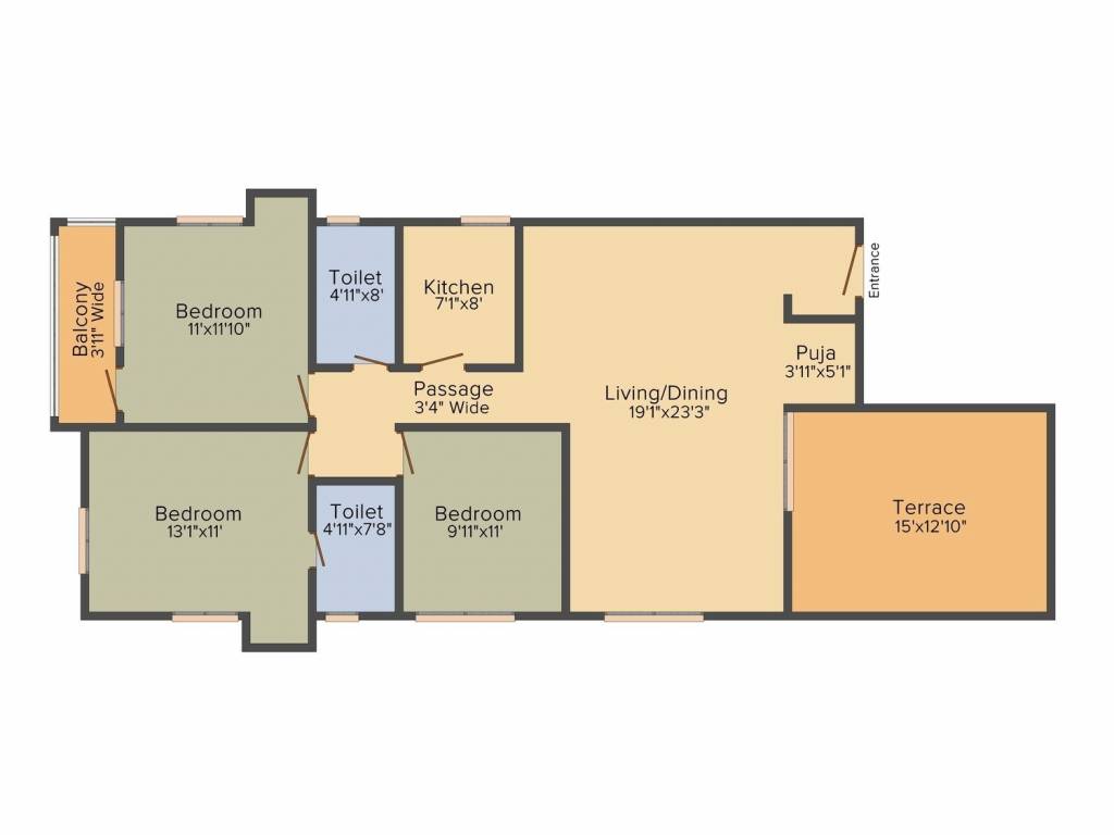 BCT Sonar Sansar (3BHK+3T (1,693 sq ft) 1693 sq ft)
