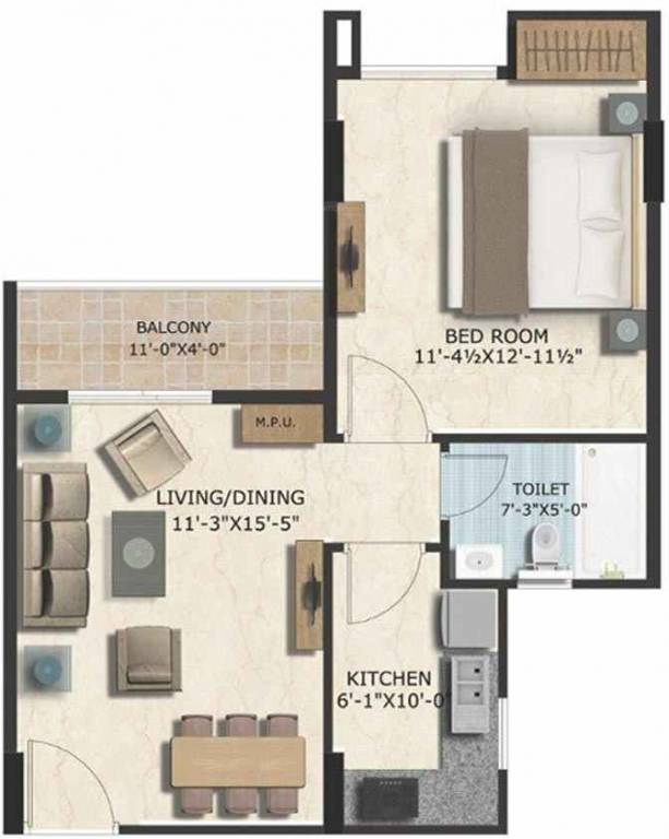 GKB Grace (1BHK+1T (721.37 sq ft) 721.37 sq ft) GKB Grace (1BHK+1T (721.37 sq ft) 721.37 sq ft)