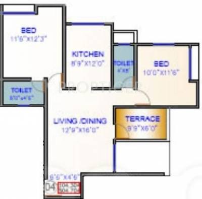 Global Meadows (2BHK+2T (1,056 sq ft) 1056 sq ft)