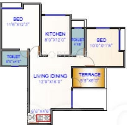 Global Meadows (2BHK+2T (1,056 sq ft) 1056 sq ft)