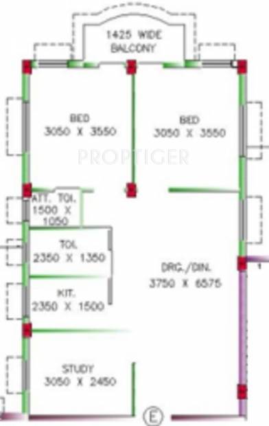 Nirrman Udichi Enclave (2BHK+2T (1,054 sq ft)   Study Room 1054 sq ft)